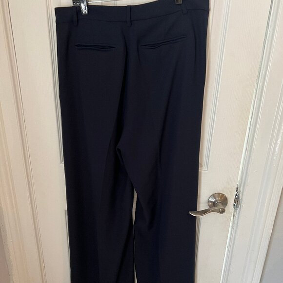 Navy Double-Faced Georgette Wide-Leg Pant - Picture 7 of 13